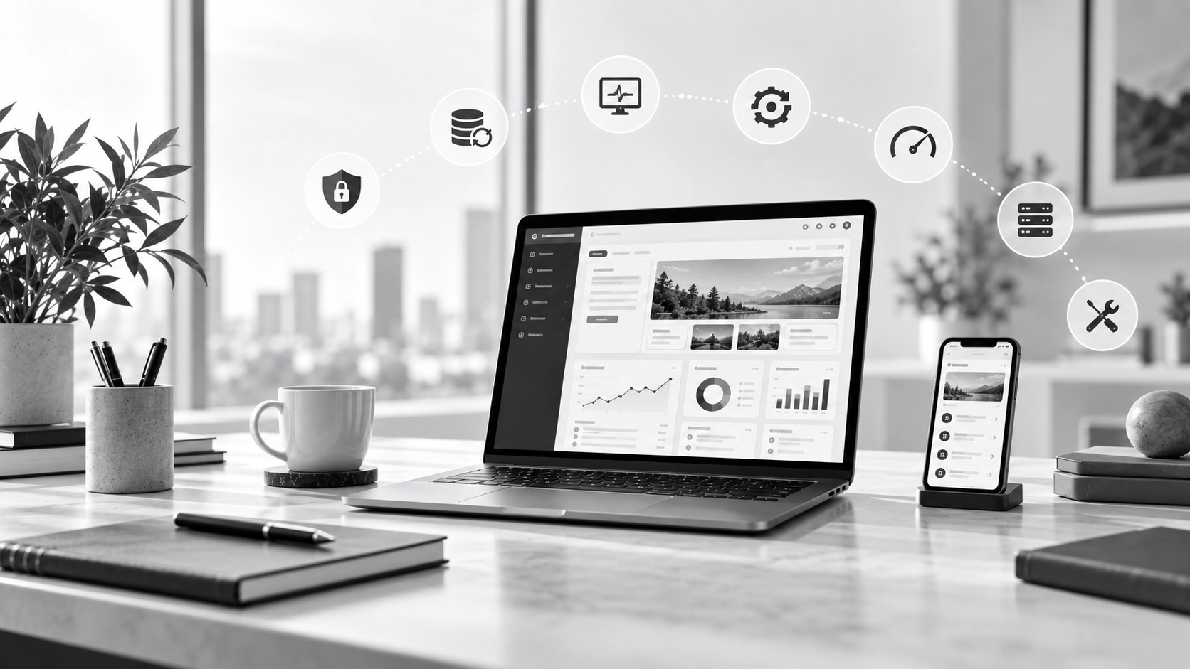 Modern Monochrome Tech Workspace