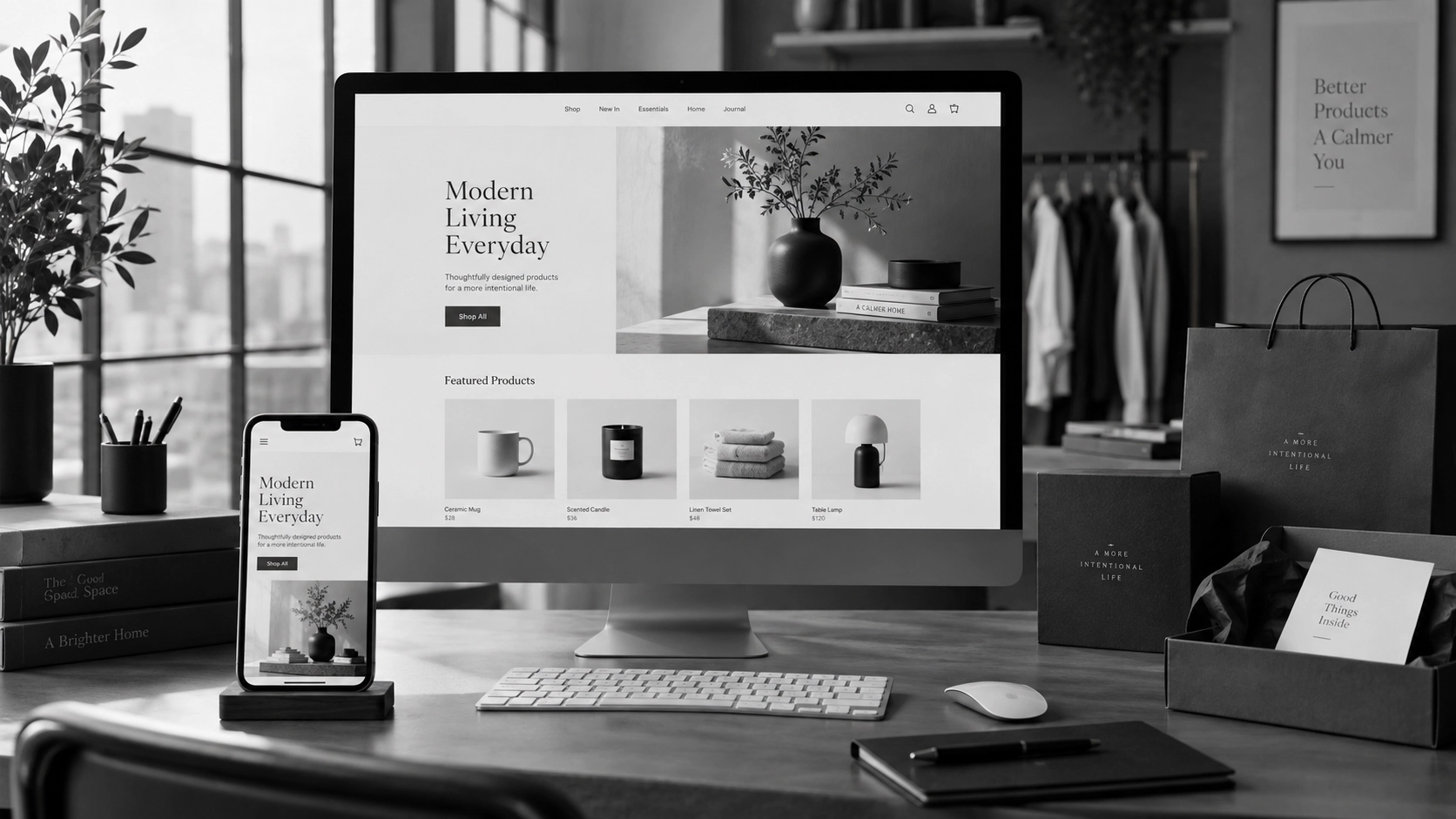 Minimal Modern Workspace and Online Store